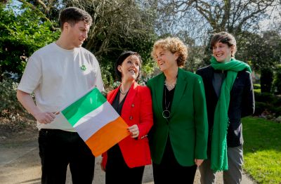 Flying the flag for St Patrick’s Day, Chief Executive of Community Foundation Ireland, Denise Charlton (second from left), joined by Mark Quinn, Julie Jones and Sean Maher of the Foundation.